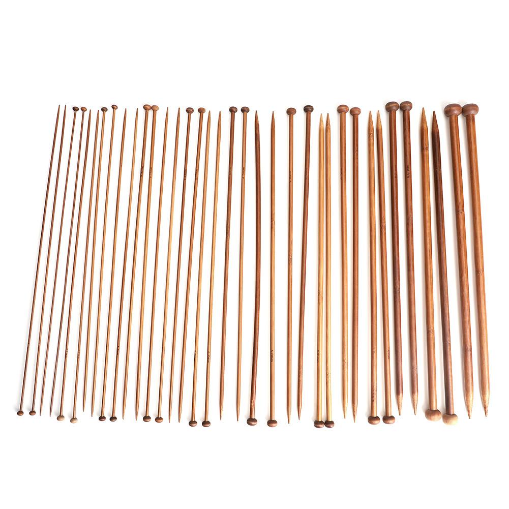COSYHOME 36 Pieces 18 Sizes Carbonized Bamboo Crochet Knitting Needles Single Tip Needles
