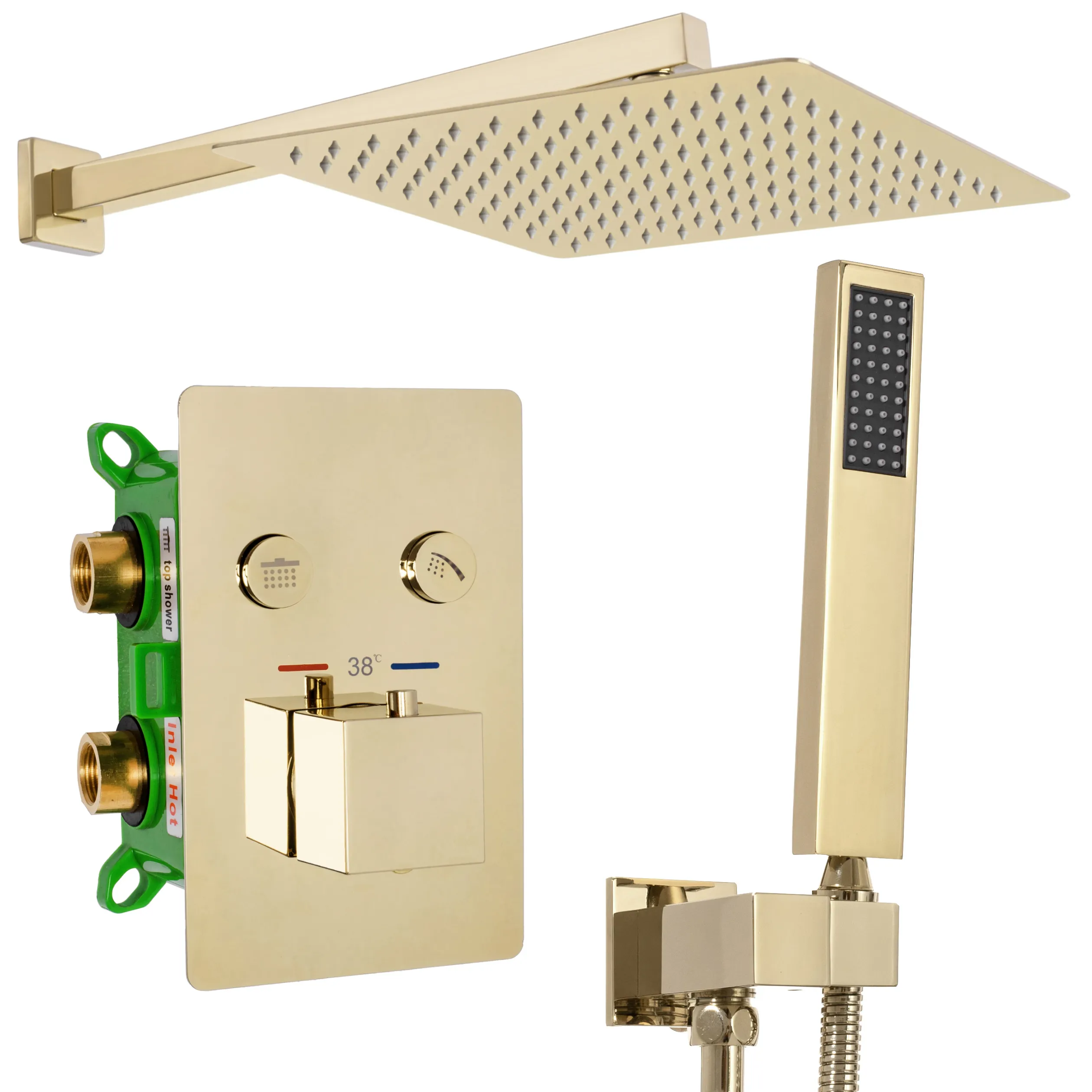 Rea Concealed Shower Set Rea Fenix-Davis Thermostat Gold, Brass