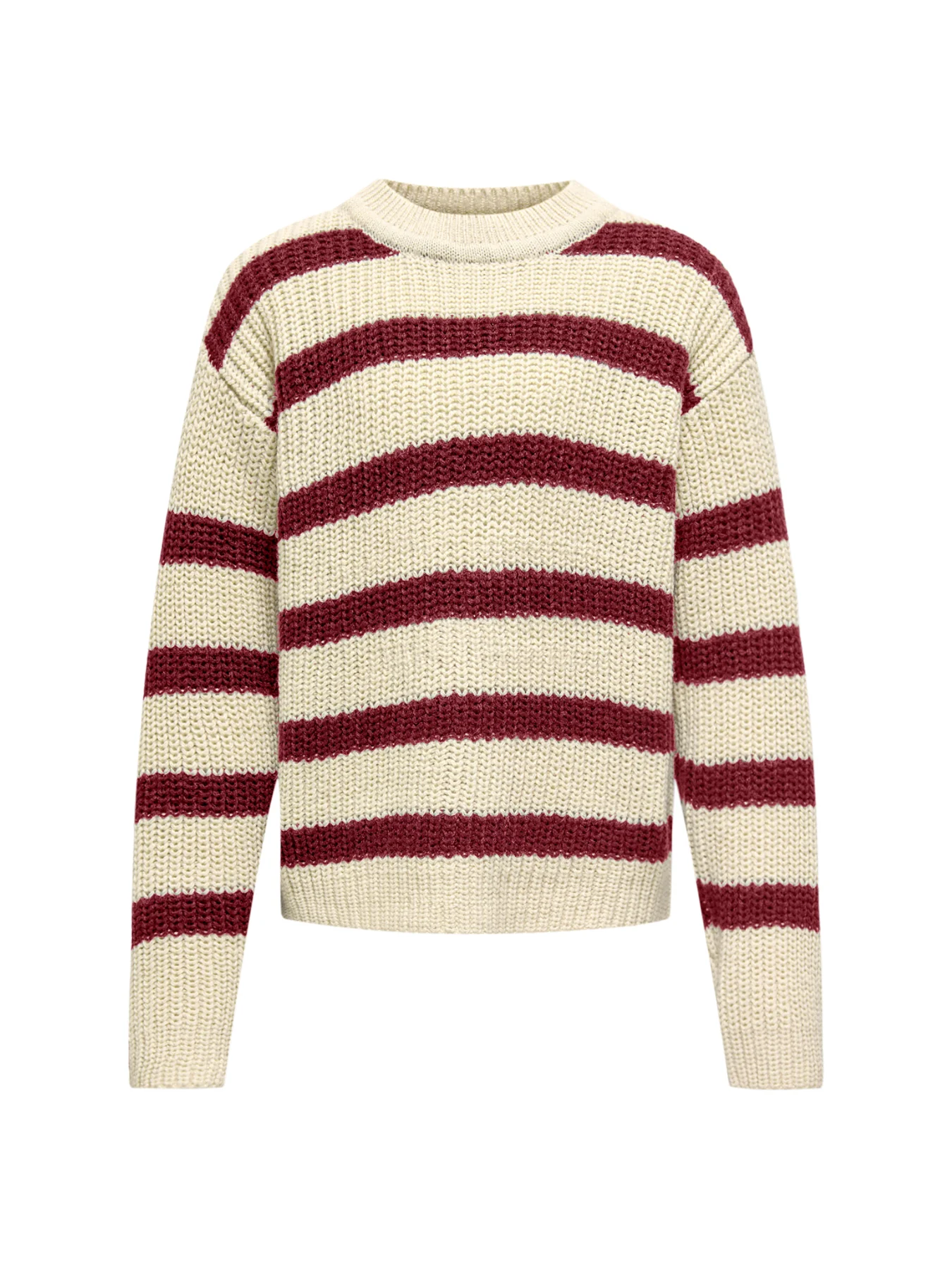 Only Justy Long Sleeves Stripe Pullover Knitwear in Eggnog, Size 7-8Y