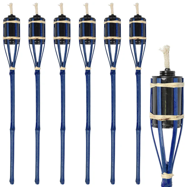 Harbour Housewares Bamboo Garden Fire Torches - 60cm - Pack of Six - Blue