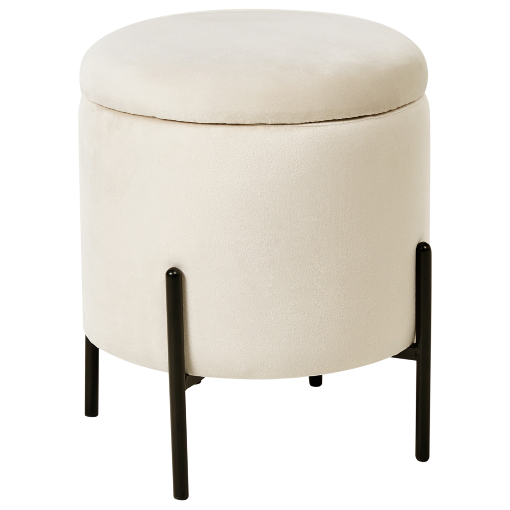 Beliani Storage Pouffe Wenona Velvet Light Beige