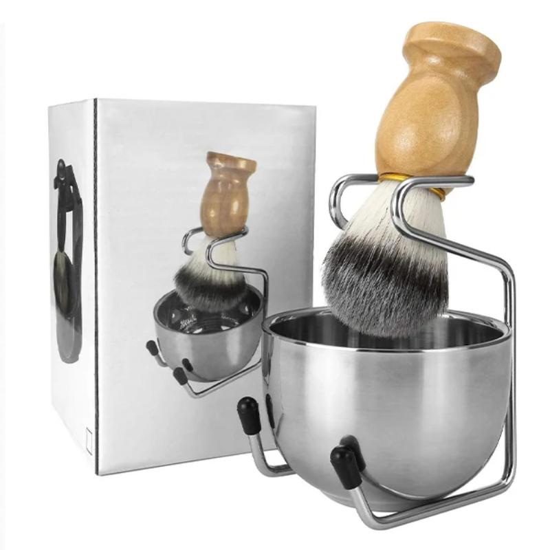 SZwatch Mens Shaving Brush and Bowl Set 3-in-1 Shaving Brush Kit Handle with Shaving Bowl & Brush Standas