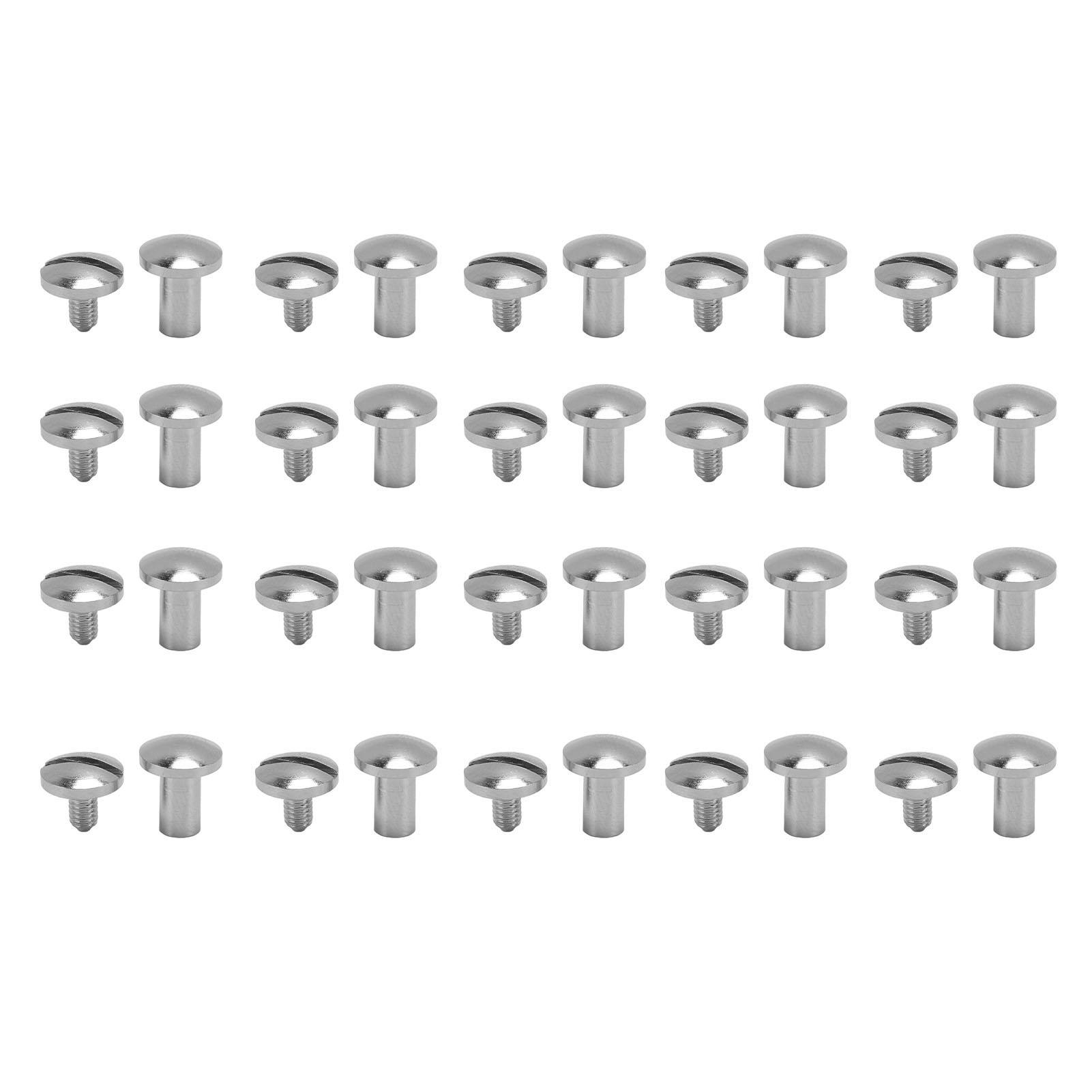 Koogeelife 20 Set Rivets and Screws Zinc Alloy Leather Rivets Silver Copper Arc Surface Bookbinding Rivets and