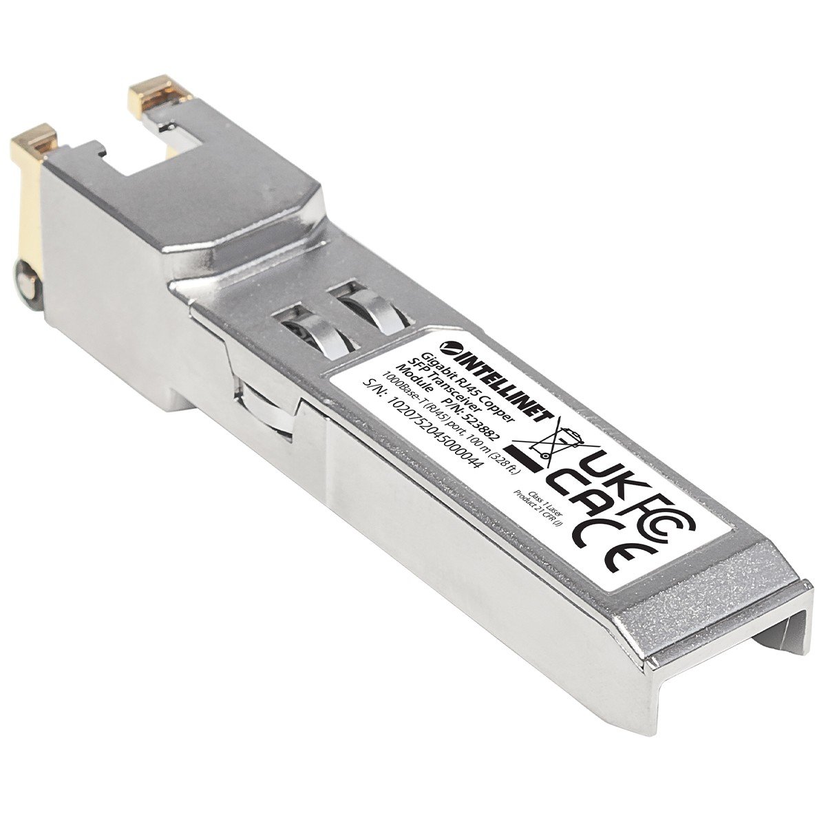 Intellinet Transceiver Module Optical Gigabit RJ45 Copper SFP 1000Base-T (RJ45) port 100m MSA Compliant Equivalent to Cisco GLC-T Three Year Warranty