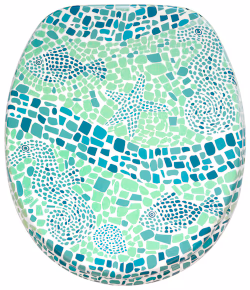 Sanilo Mosaic World Green Soft Close Elongated Toilet Seat brown