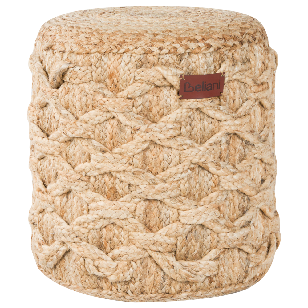 Beliani Boho Pouffe Turkan Beige Jute