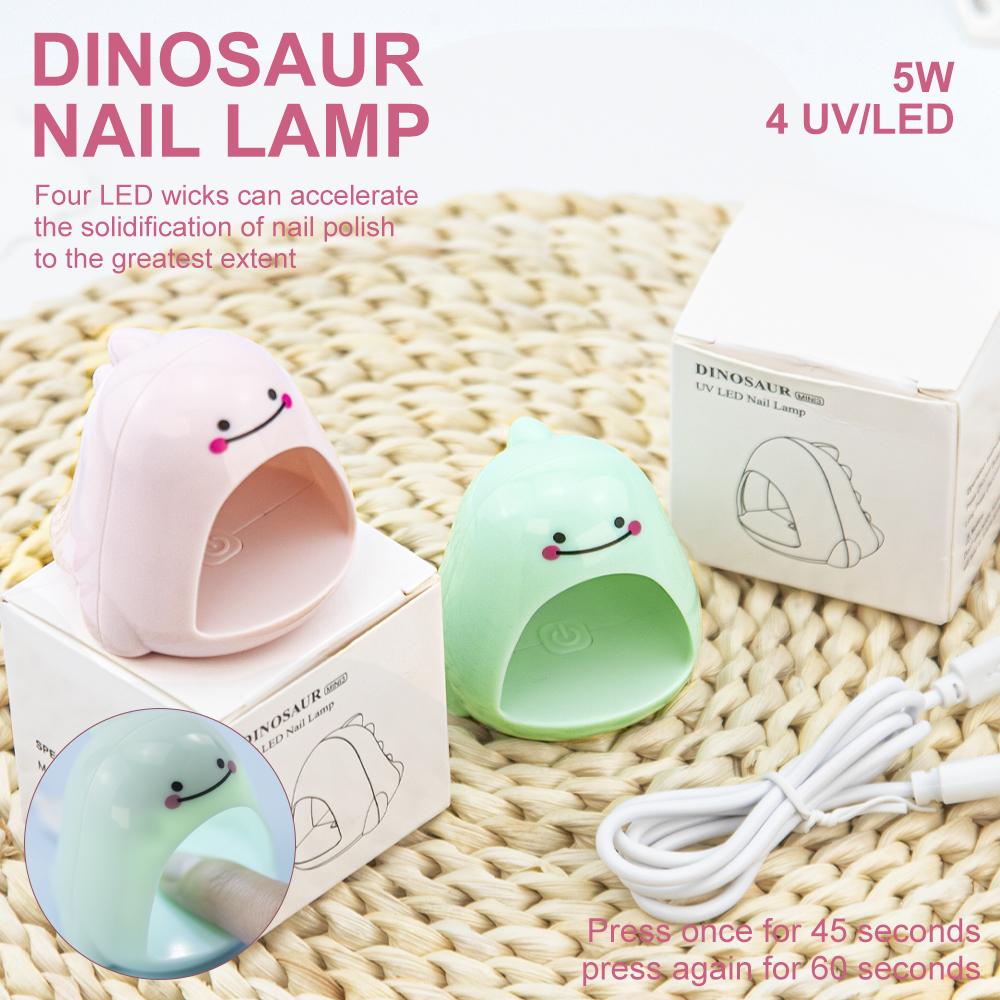Limegirl Nail Art New Mini Dinosaur Nail Lamp Small Portable Lamp For Nail Quick Curing Nail Gel Smart Drying Lamp UV Led Nail Lamp Salon Art Tool