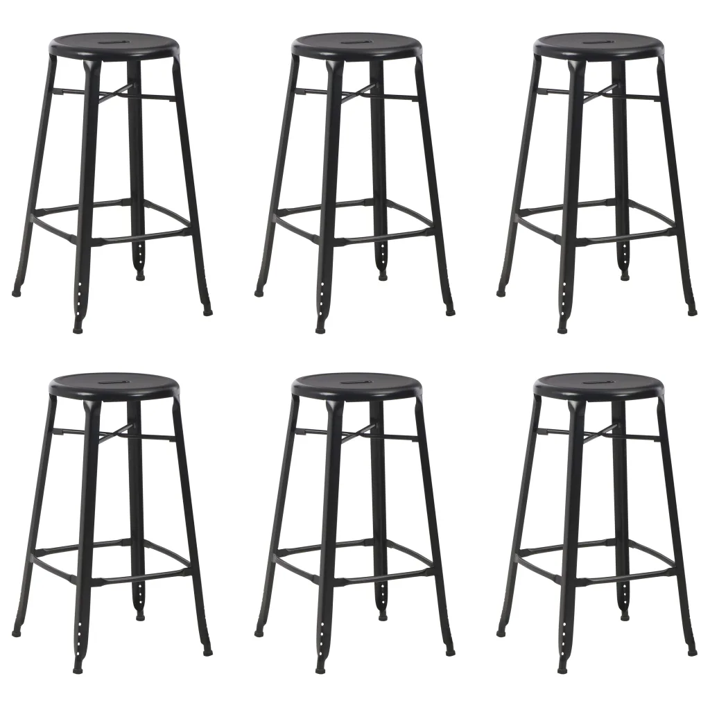 VidaXL Bar Stools 6 pcs Black Steel