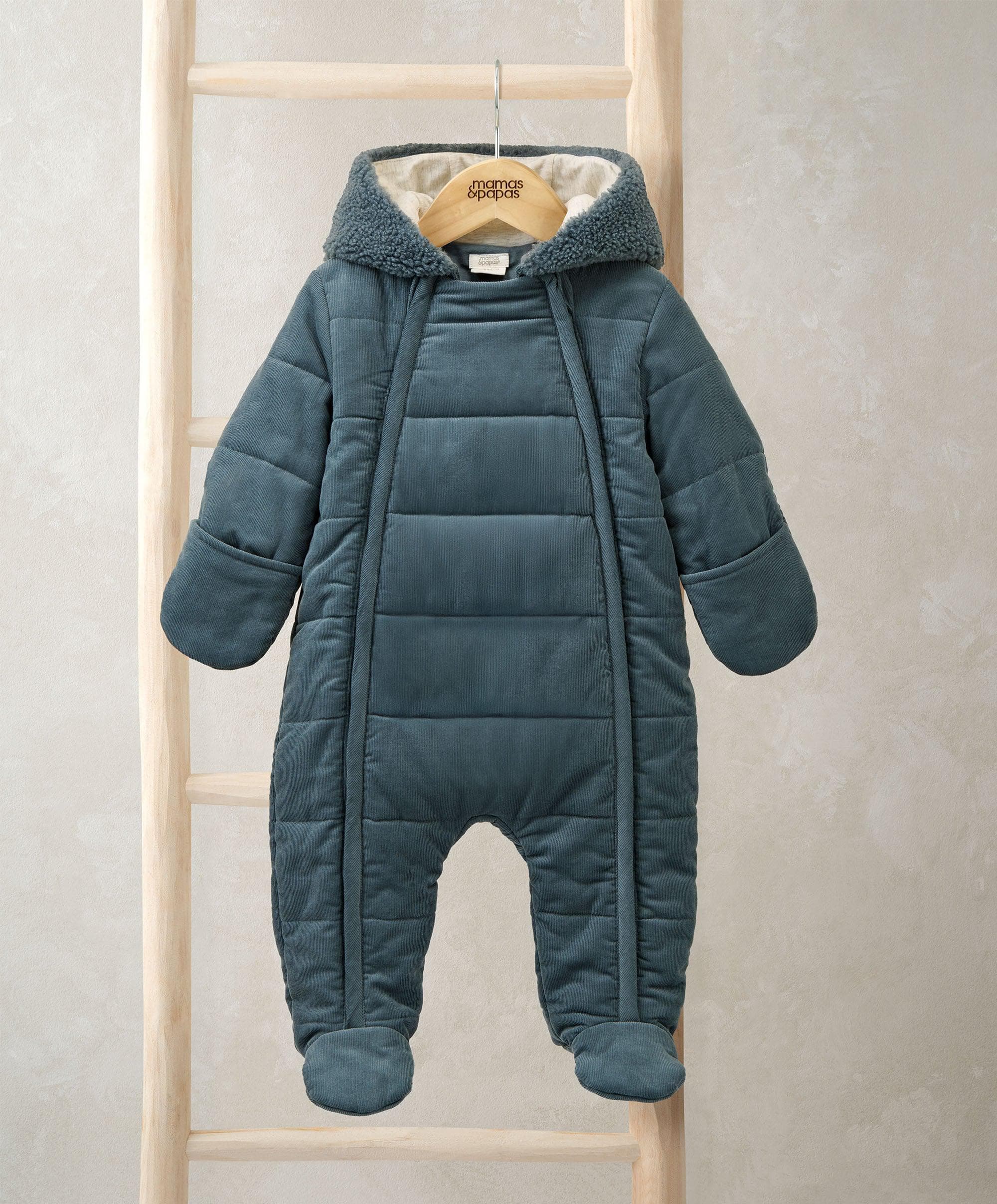 Mamas & Papas Quilted Cord Pramsuit - Blue