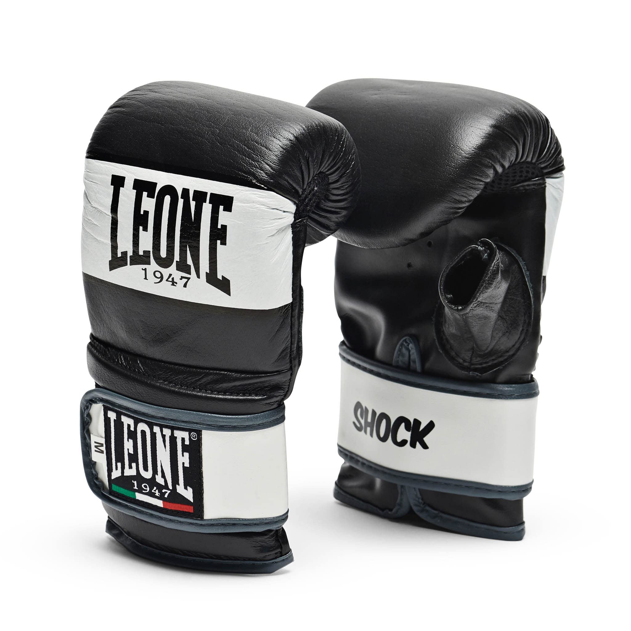 Leone 1947 Martial Arts Boxing Genuine Leather Gloves Unisex Bag Gloves Mitt Hitting Sandbag Practice Velcro Closure S Gs091 [shock] Size/black