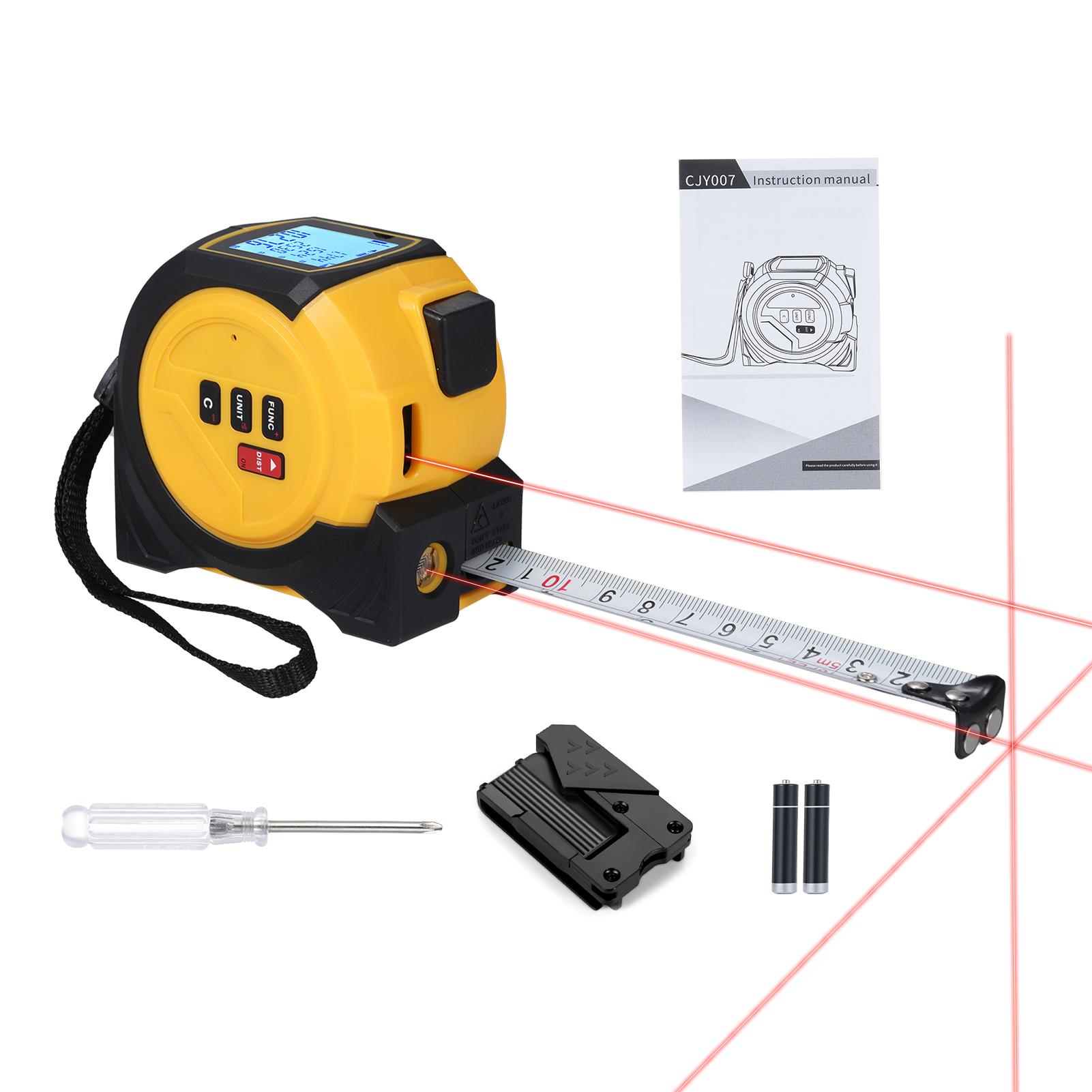 Koogeelife Laser Tape Measure 3in1 Laser Measure LevelMeter Laser 5M Tape Measure with Pythagorean, Area, 5m+40m