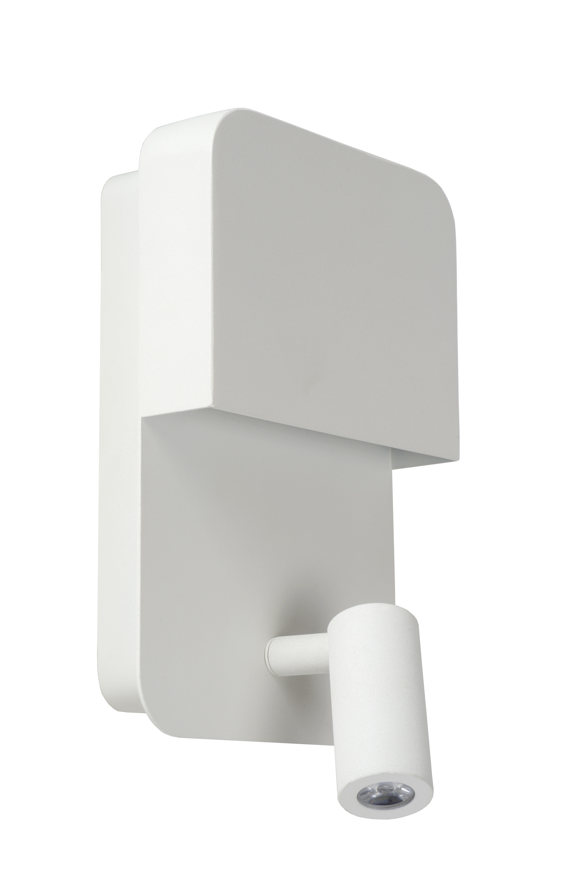 Lucide 44594 Lucide Boxer Wall Fitting with LED Reading Light and USB Charging Port In White Finish