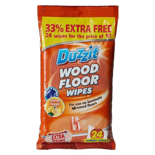 Duzzit (Wood Floor- 24 Wipes) Household Cleaning Wipes Multipurpose Kitchen Bathroom Floor Window Wet Surface