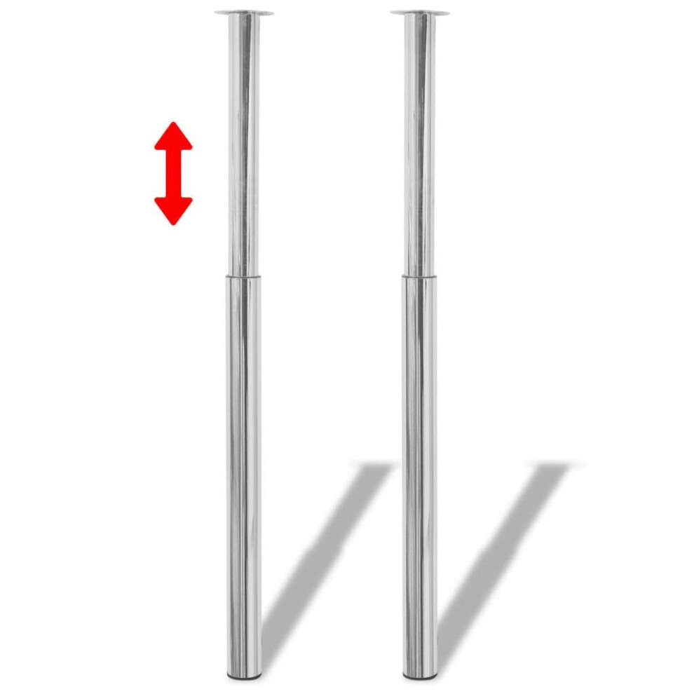 VidaXL 2 Telescopic Table Legs Chrome 710 mm-1100 mm