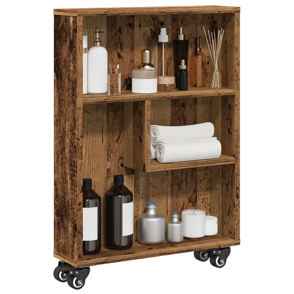 VidaXL (old wood) vidaXL Narrow Storage Trolley Bookcases Display Standing Shelf Engineered Wood