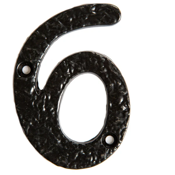 80mm Black Rustic Iron House Number 6 | By Hammer & Tongs
