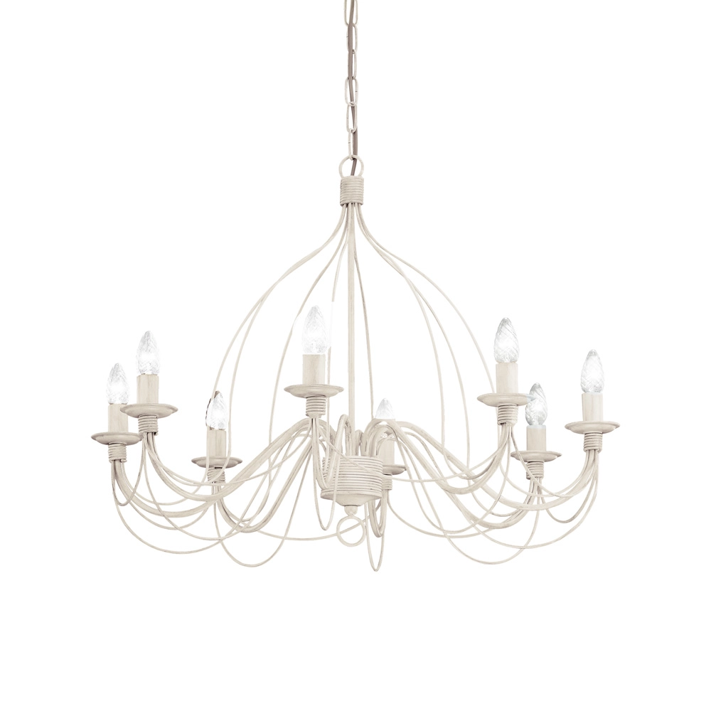 Ideal Lux The Italian Collection N25983 Corte 8 Light Chandelier in Antique White Finish