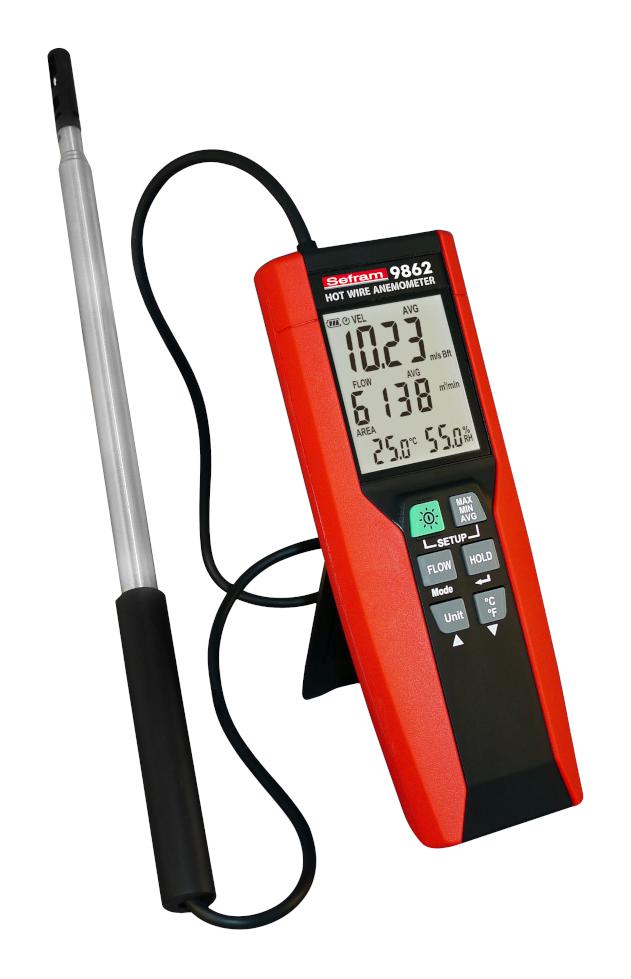 Sefram 9862 Telescopic Vane Anemometer, 0 To 25m/s Max, Measures Air Flow