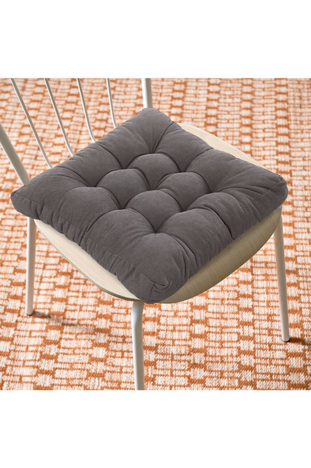 Living And Home 50cm Square Corduroy Chair Pad Gaming Floor Cushion Meditation Pillow in Grey