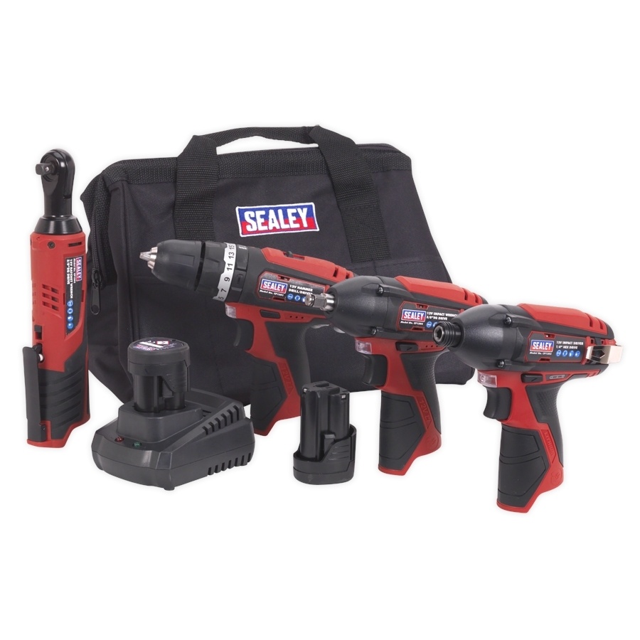 Sealey 4 X 12V Sv12 Series Cordless Power Tool Combo Kit Cp1200Combo
