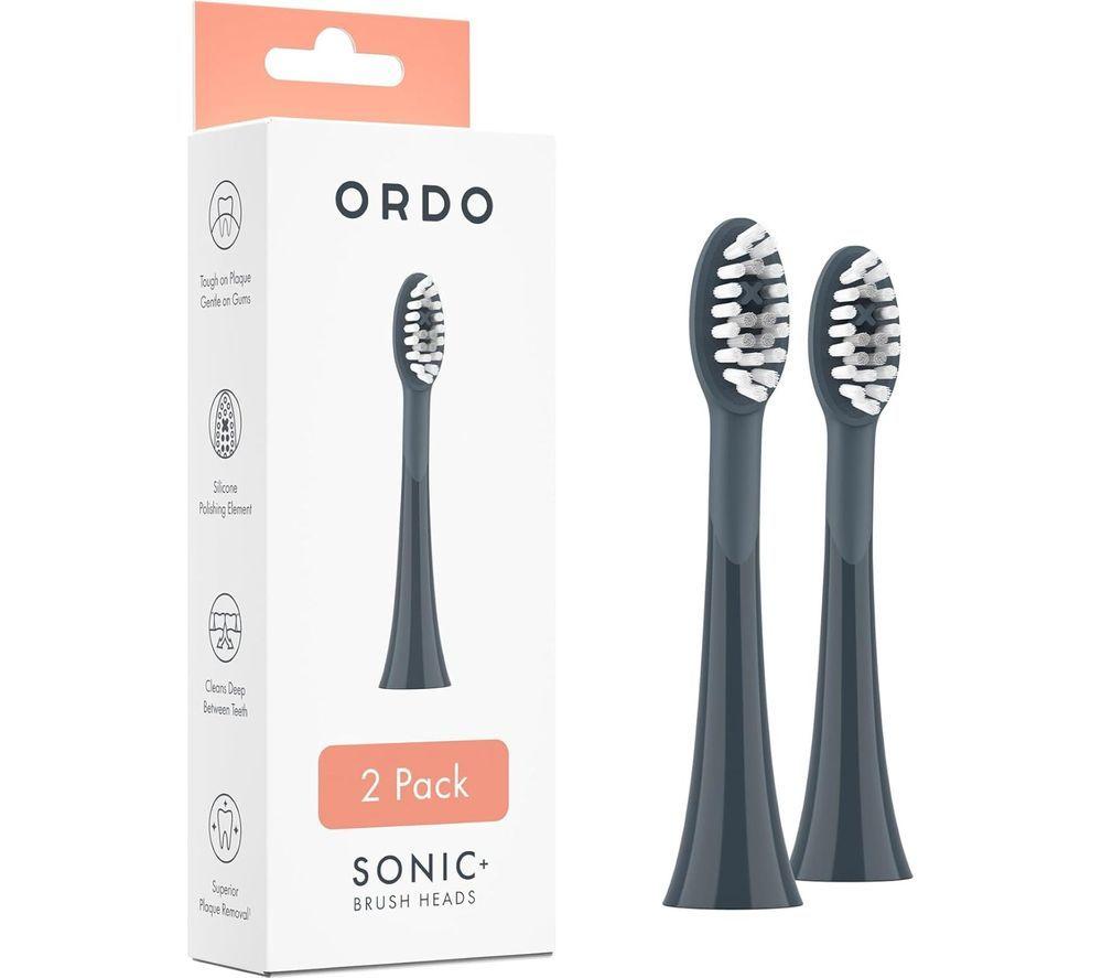 Ordo Sonic Replacement Toothbrush Heads - Pack of 2, Charcoal Grey