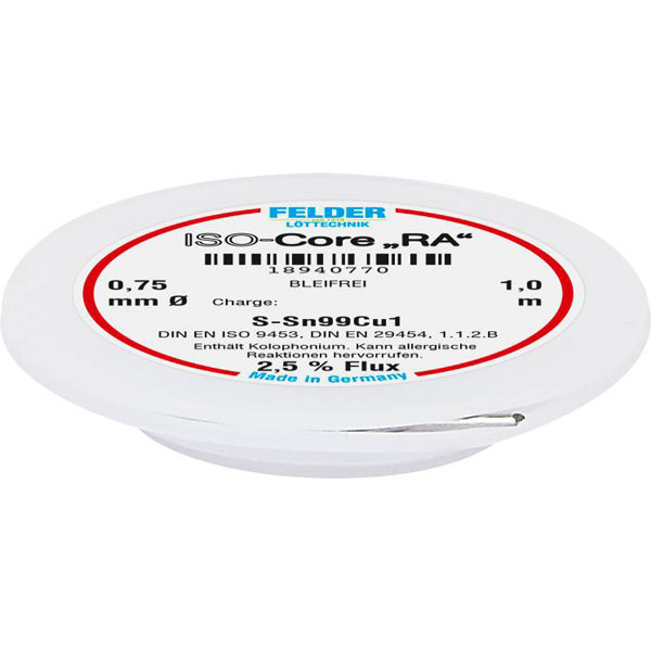 Felder 18940770 Iso-core Solder Lead-free 0.75mm Sn99.3cu0.7 Rosin...