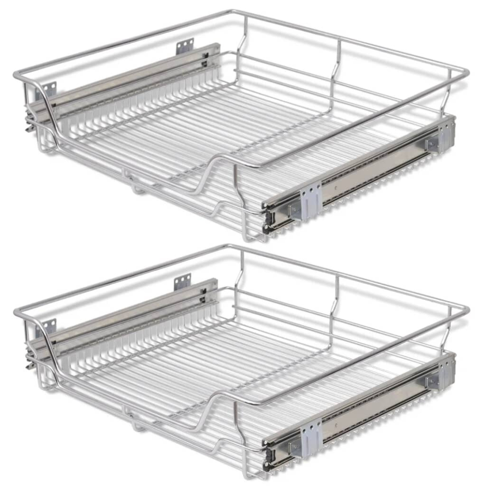 VidaXL Pull-Out Wire Baskets 2 pcs Silver 600 mm
