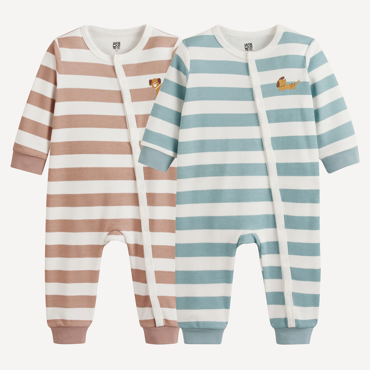 La Redoute Collections Pack of 2 Striped Sleepsuits Without Feet