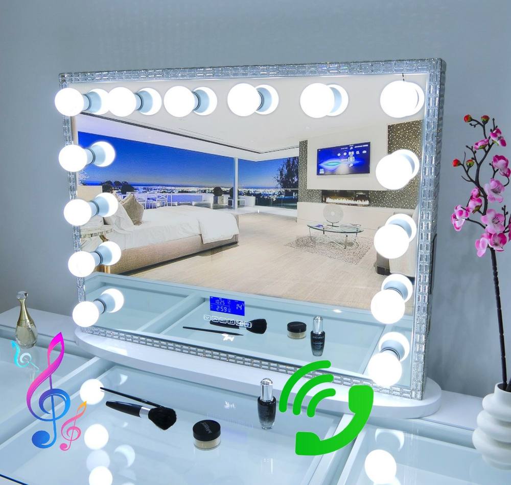 7seas Hollywood Vanity Makeup Mirror 85x68cm Bluetooth Microphone E27 LED Bulbs