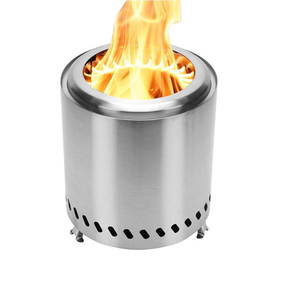 TOMTOP JMS Smokeless Fire Pits for Outside Portable Fire Pit Small Firepit Ideal for Outdoor Camping RV Use silver