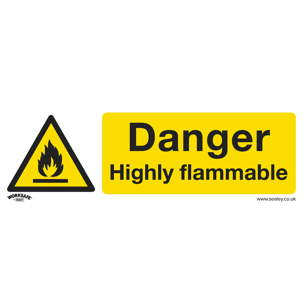  Self Adhesive Vinyl Danger Highly Flammable Sign 300mm 100mm Standard