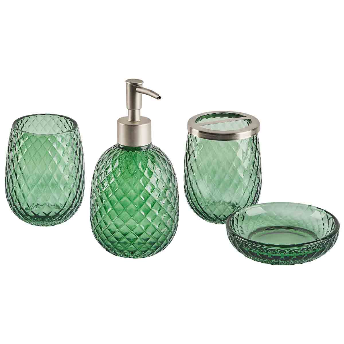 Beliani 4-piece Bathroom Accessories Set Canoa Glass Green
