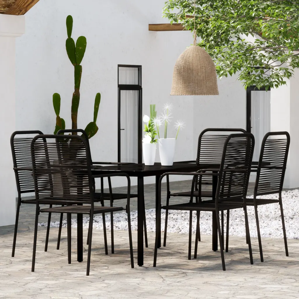 VidaXL 7 Piece Garden Dining Set Black