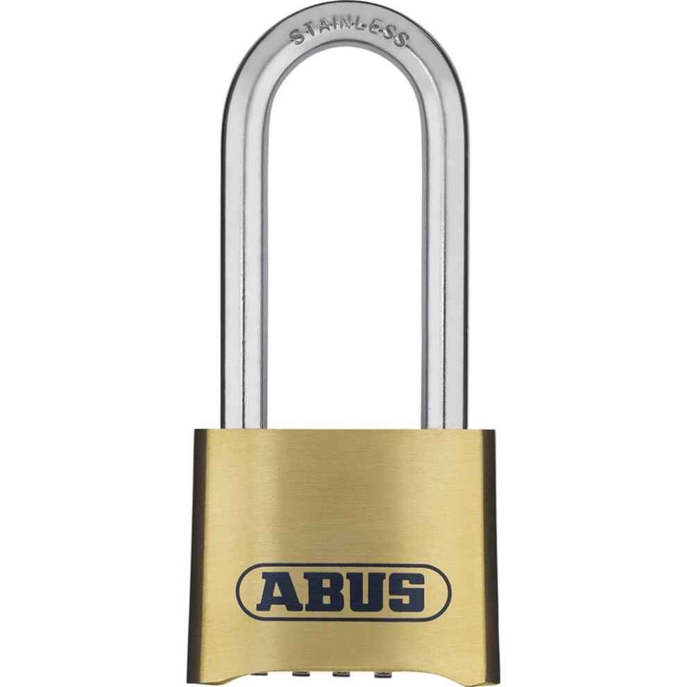 Abus Mechanical 180Ib/50Hb63 50mm Brass Body Combination Padlock Long Shackle (4-Digit) Carded