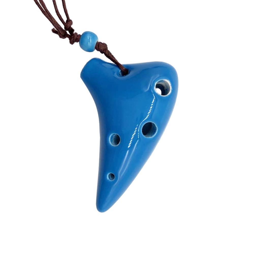 TOMTOP JMS 6 Holes Ceramic Ocarina Alto C Submarine Style Musical Instrument with Light blue