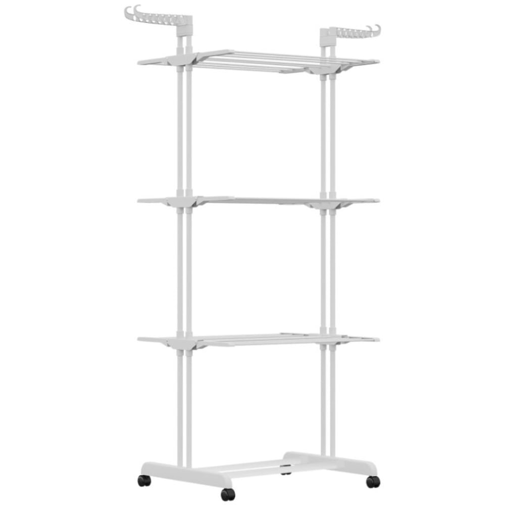 ALIVIO Foldable Clothes Drying Rack 4-Tier Airer, Stainless Steel Garment Laundry Racks - White