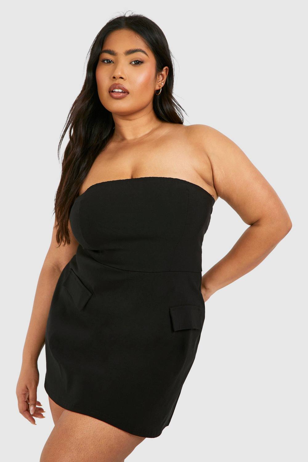 Boohoo Plus Bandeau Skater Mini Dress