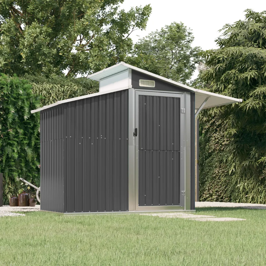 VidaXL Garden Shed Anthracite 270x130x208.5 cm Galvanised Steel, Black