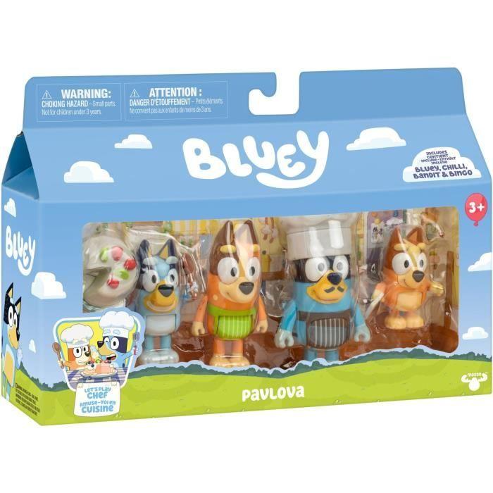 TECHSALES Pack de 4 figurines - BLUEY - La famille en cuisine