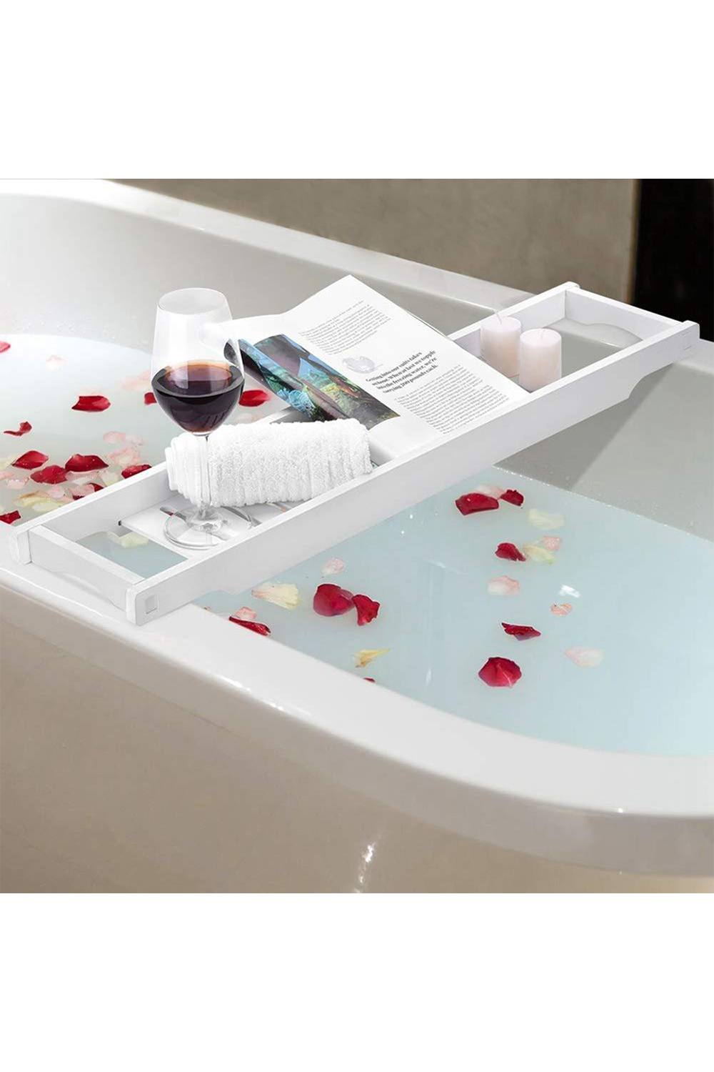 Living And Home Bamboo Bath Tray For Bathroom Multifunctional Bathtub Shelf