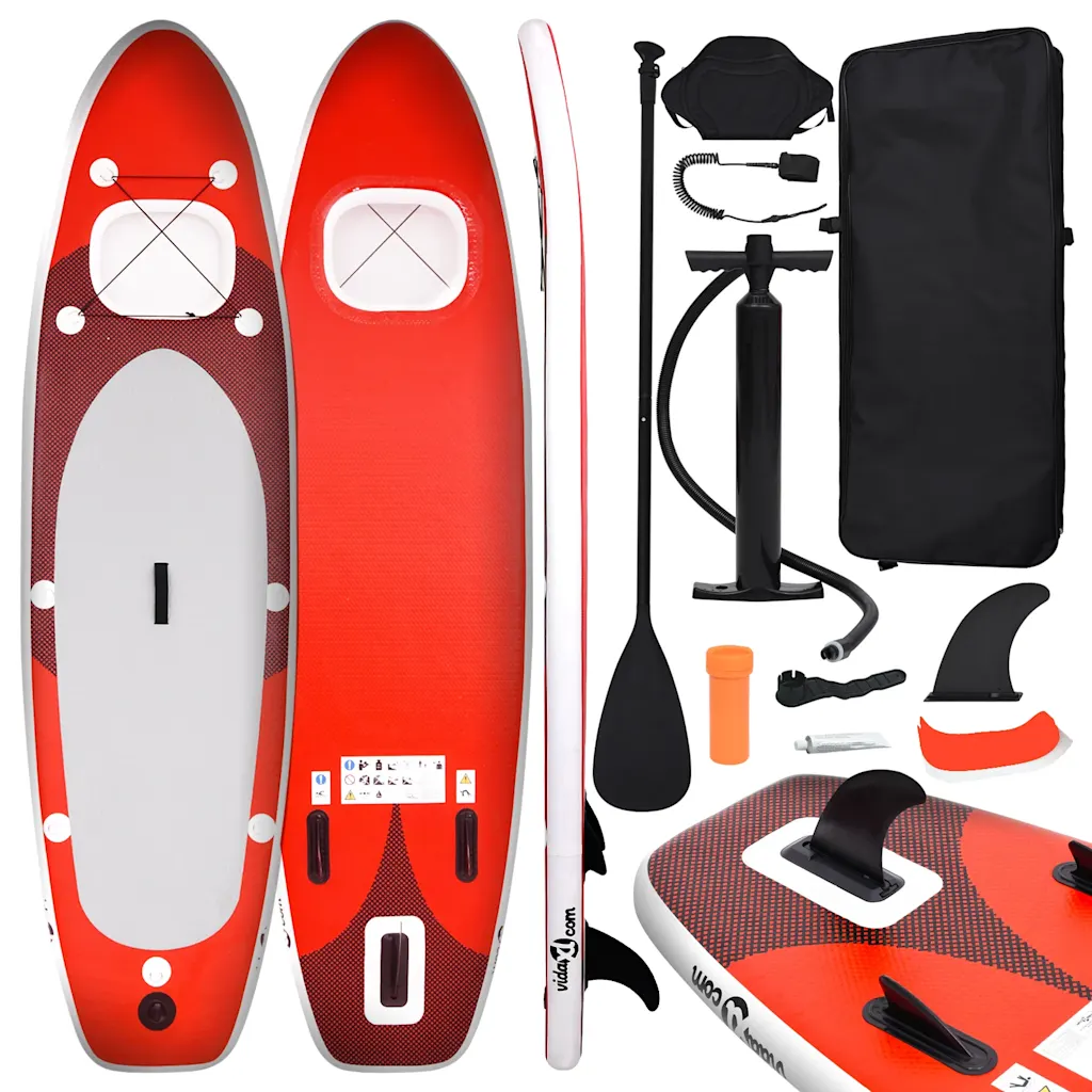 VidaXL Inflatable Stand Up Paddle Board Set Red 360x81x10 cm