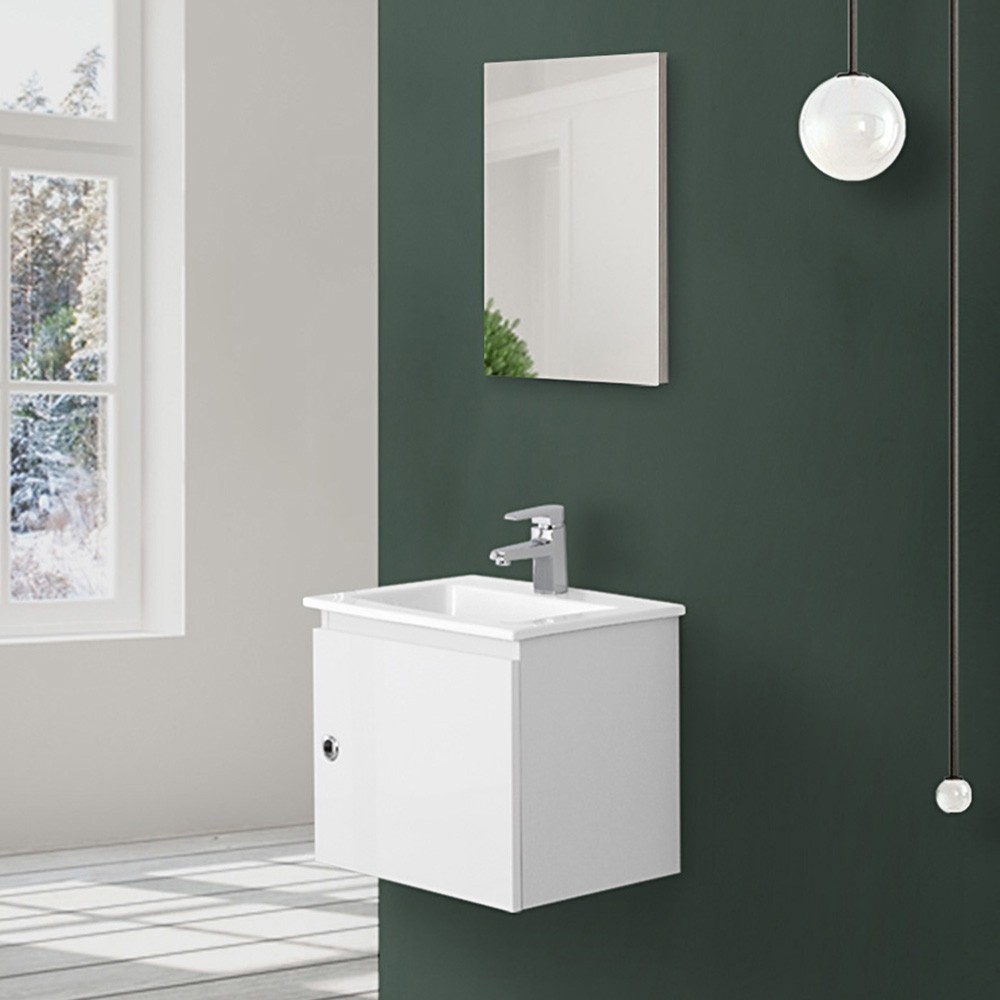 FERIDRAS Feridras Composizione bagno mobile sospeso bianco+ lavabo + specchio arredo SI50