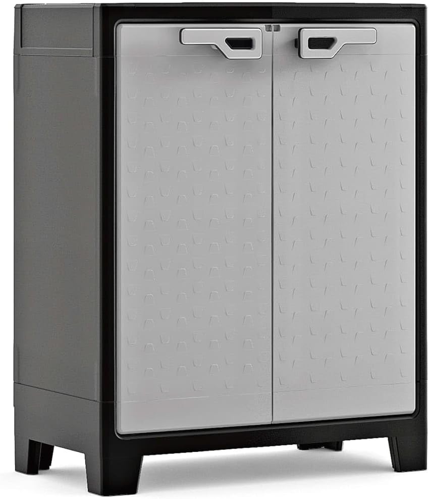 Keter Low Storage Cabinet Titan Black and Grey 100 cm