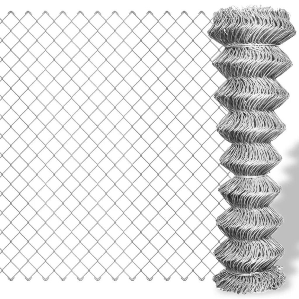 VidaXL Chain Link Fence Galvanised Steel 25x1.25 m Silver