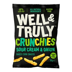 Well&Truly Well & Truly Really Sour Cream & Onion Crunchy Snacks, 16 x 30 g