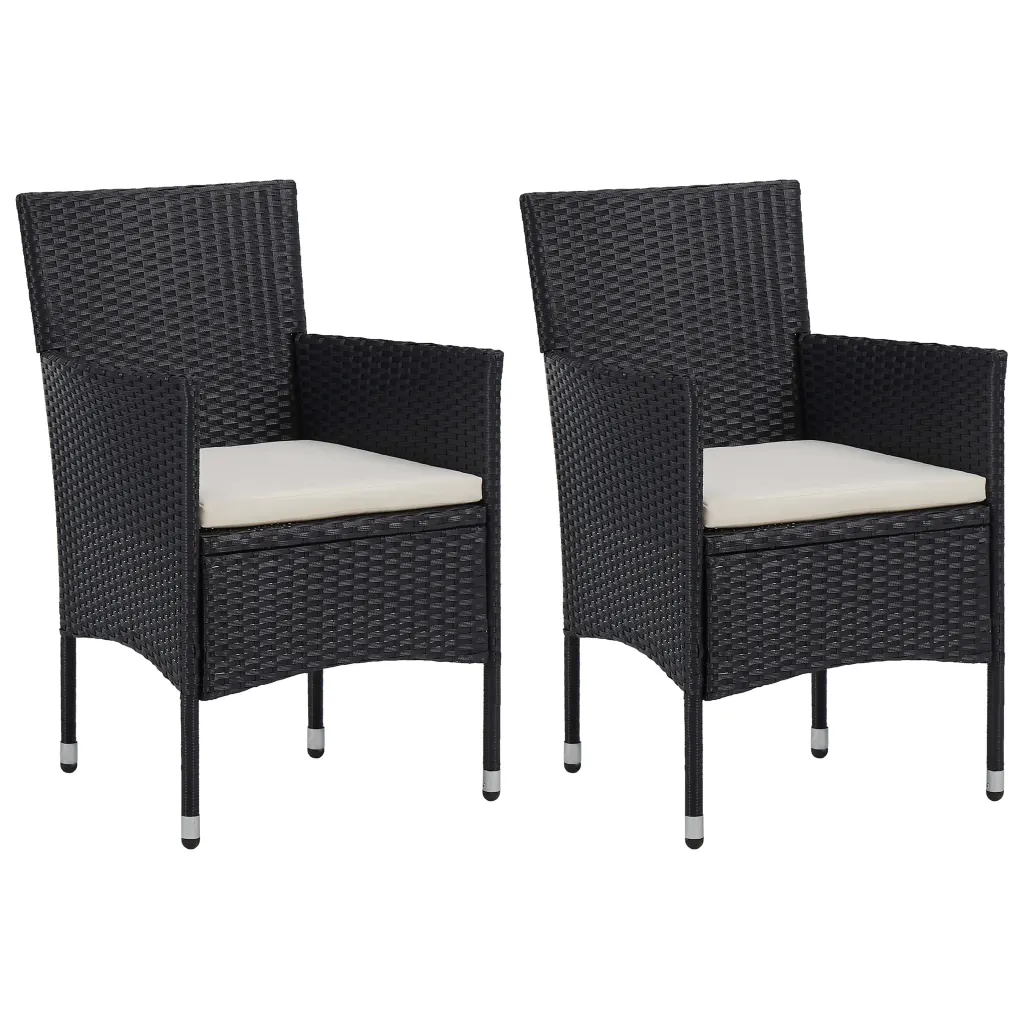 VidaXL Garden Dining Chairs 2 pcs Poly Rattan Black
