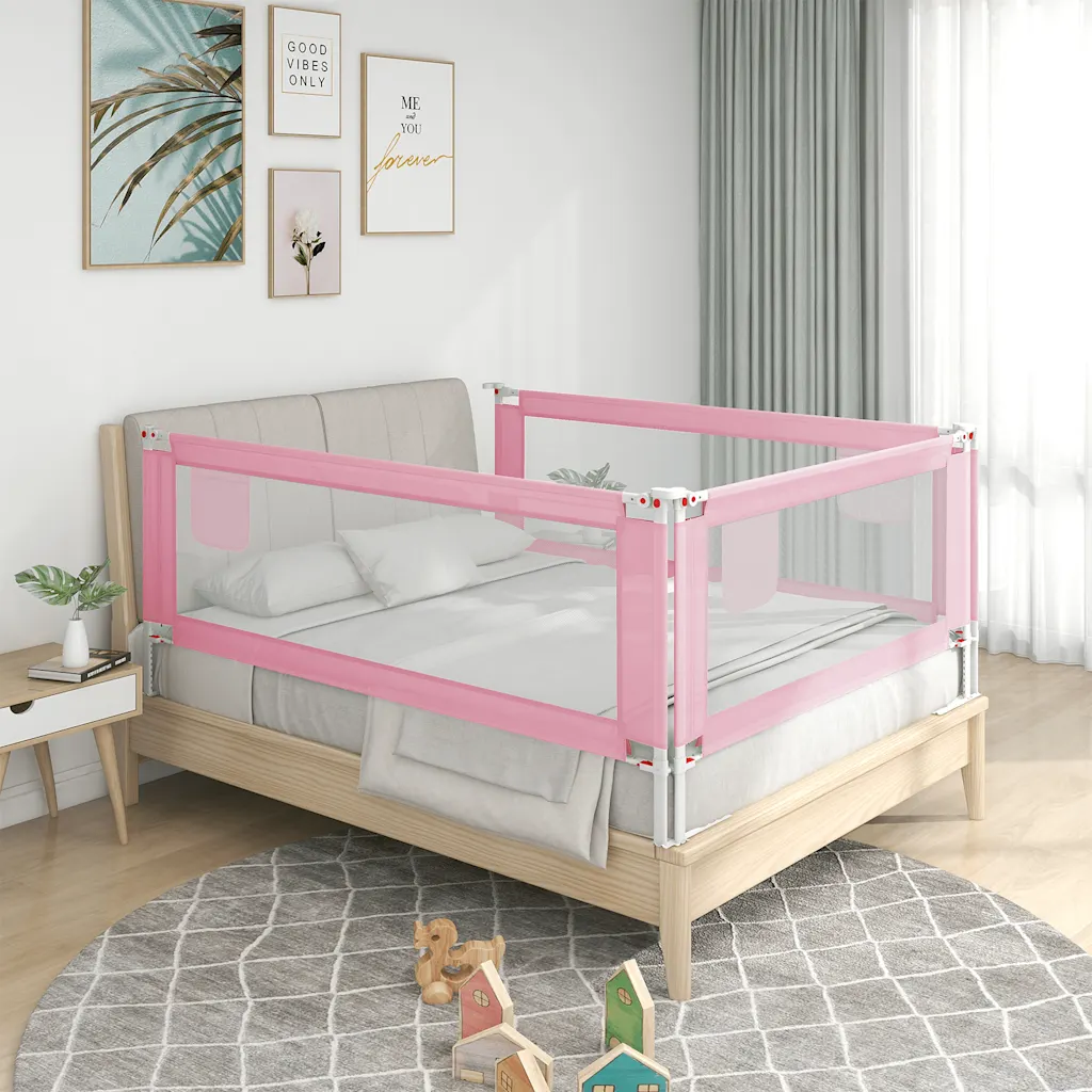 VidaXL Toddler Safety Bed Rail Pink 190x25 cm Fabric