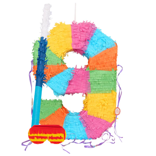 Fax Potato Large Number 9 Pinata Party Set - Blue Stick