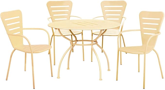 GARDEN FRIEND Set tavolo con 4 sedie da esterno in acciaio crema salotto da giardino Ginevra