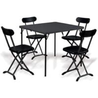 Biacchi Set Tavolo + 4 sedie in acciaio pieghevole antracite salvaspazio esterno Horeca
